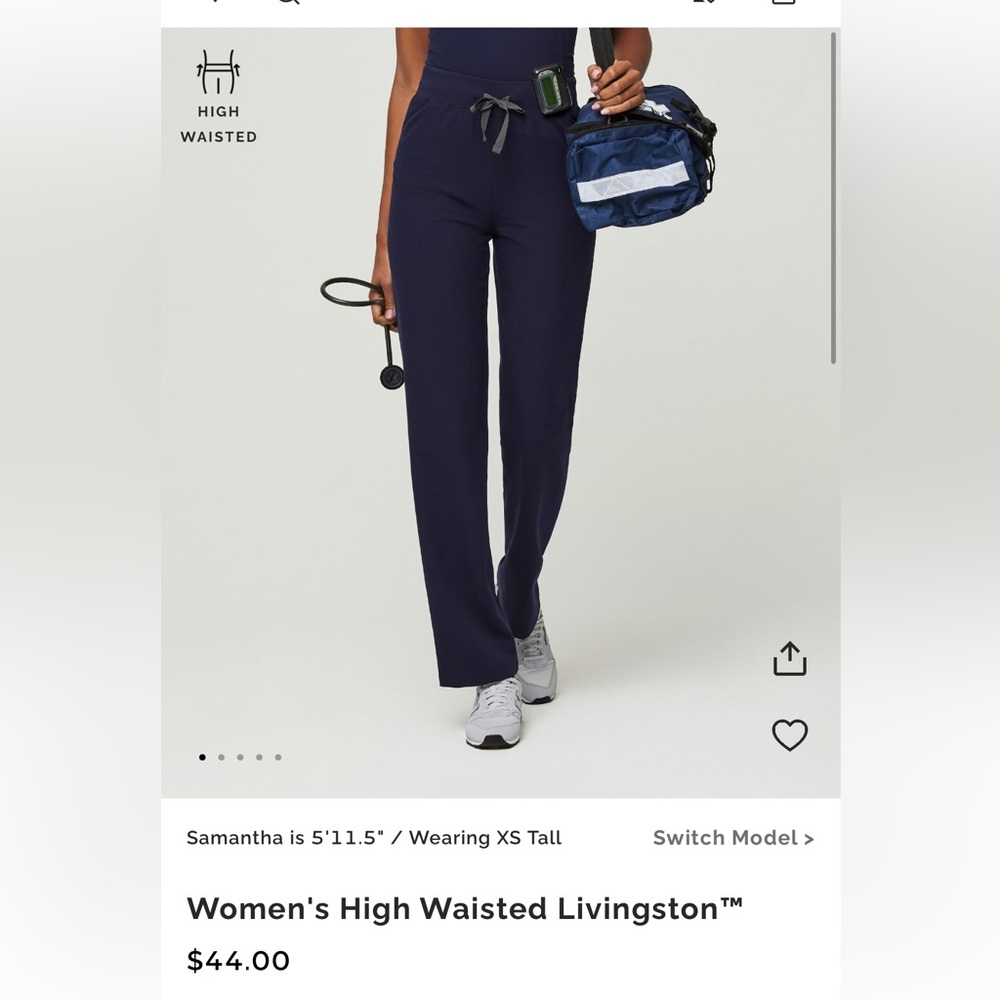 Figs Navy High Waisted Livingston Scrub Pants Medium